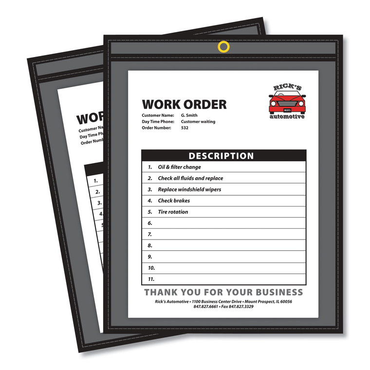 Shop Ticket Holders, Stitched, One Side Clear, 50 Sheets, 8 1/2 X 11, 25/box - CLI45911