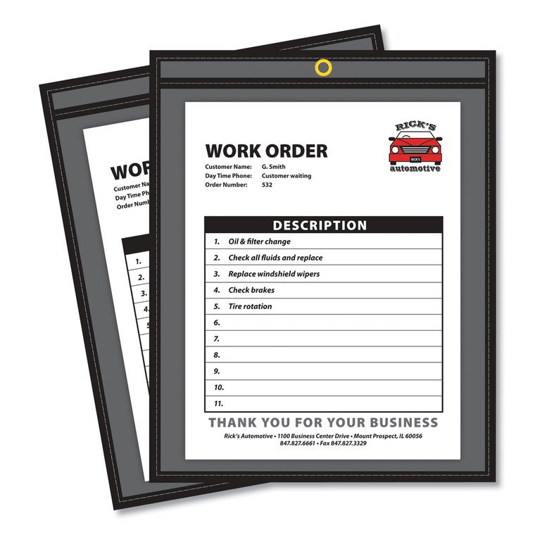 Shop Ticket Holders, Stitched, One Side Clear, 75 Sheets, 9 X 12, 25/box - CLI45912