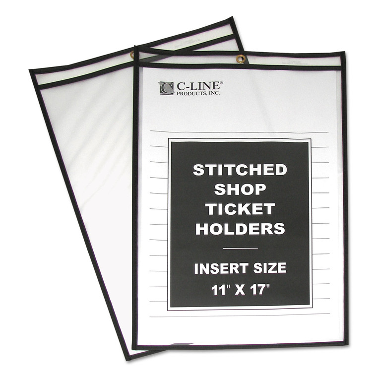Shop Ticket Holders, Stitched, Both Sides Clear, 75", 11 X 17, 25/box - CLI46117