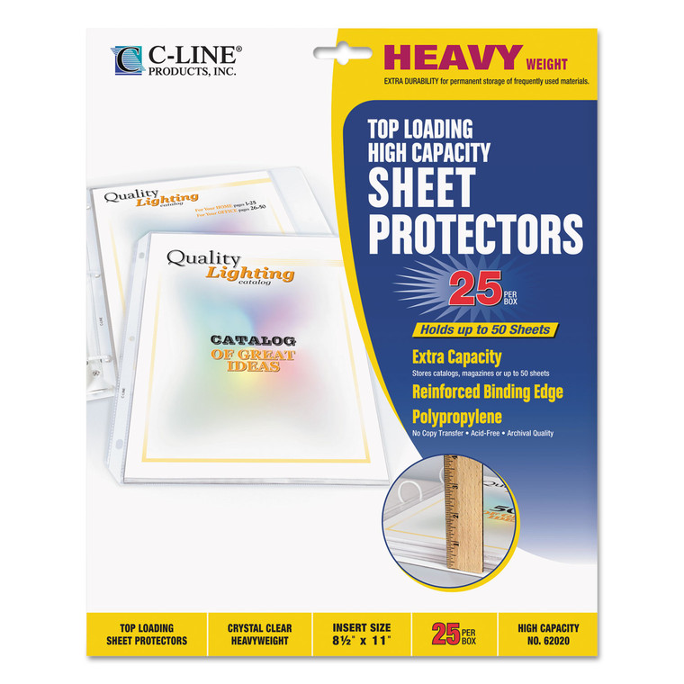 High Capacity Polypropylene Sheet Protectors, Clear, 50", 11 X 8 1/2, 25/bx - CLI62020