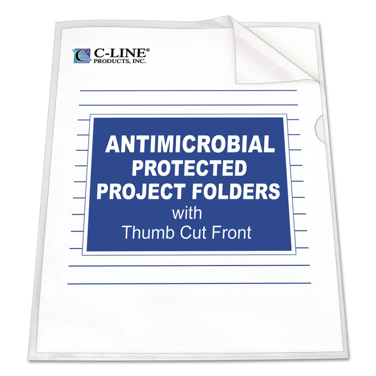 Antimicrobial Protected Poly Project Folders, Letter Size, Clear, 25/box - CLI62137