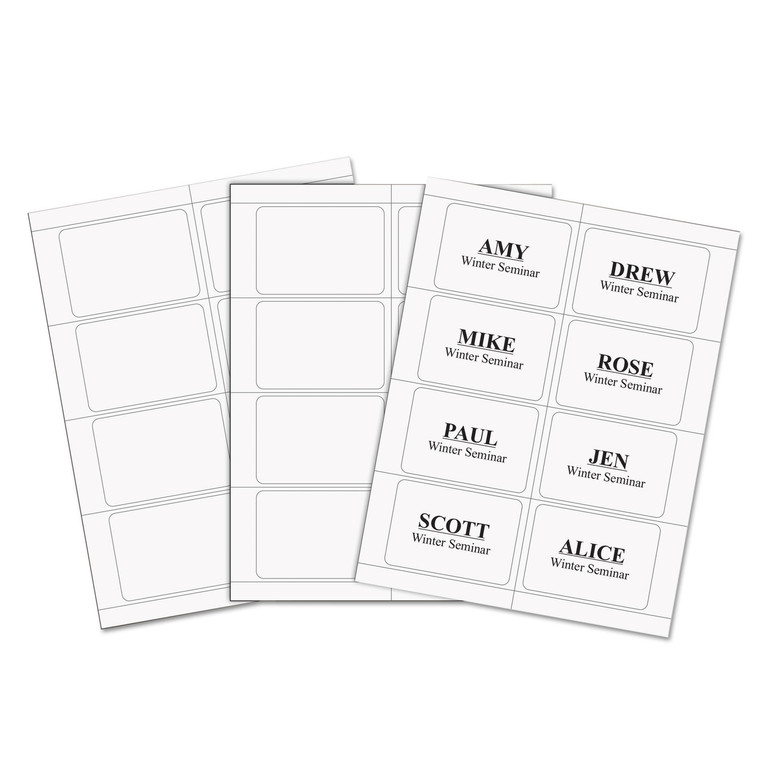 Laser Printer Name Badges, 3 3/8 X 2 1/3, White, 200/box - CLI92377