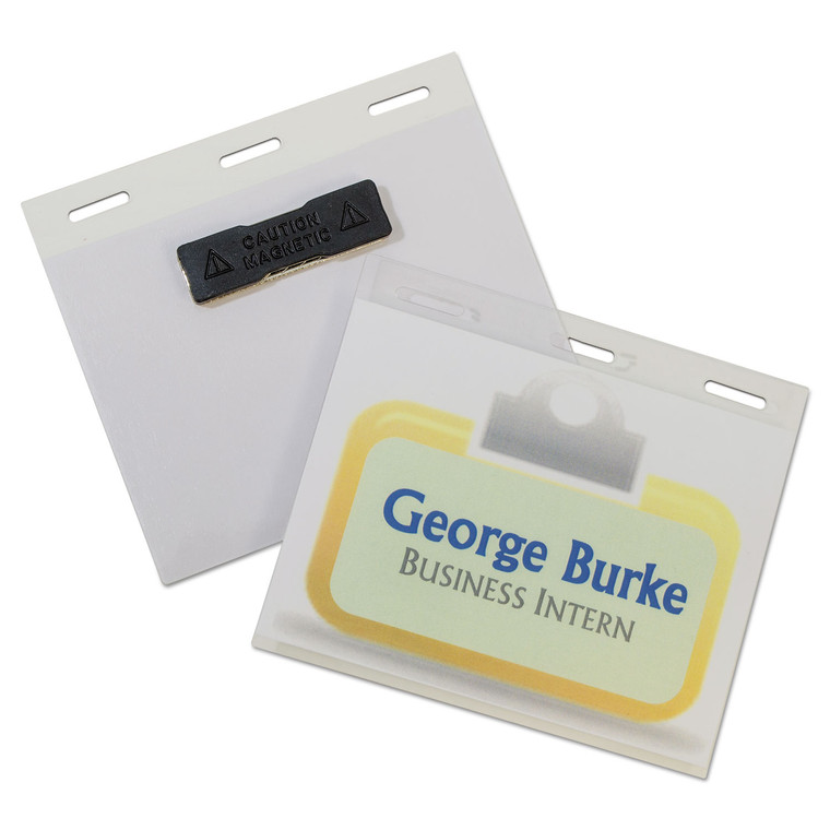 Self-Laminating Magnetic Style Name Badge Holder Kit, 3" X 4", Clear, 20/box - CLI92843