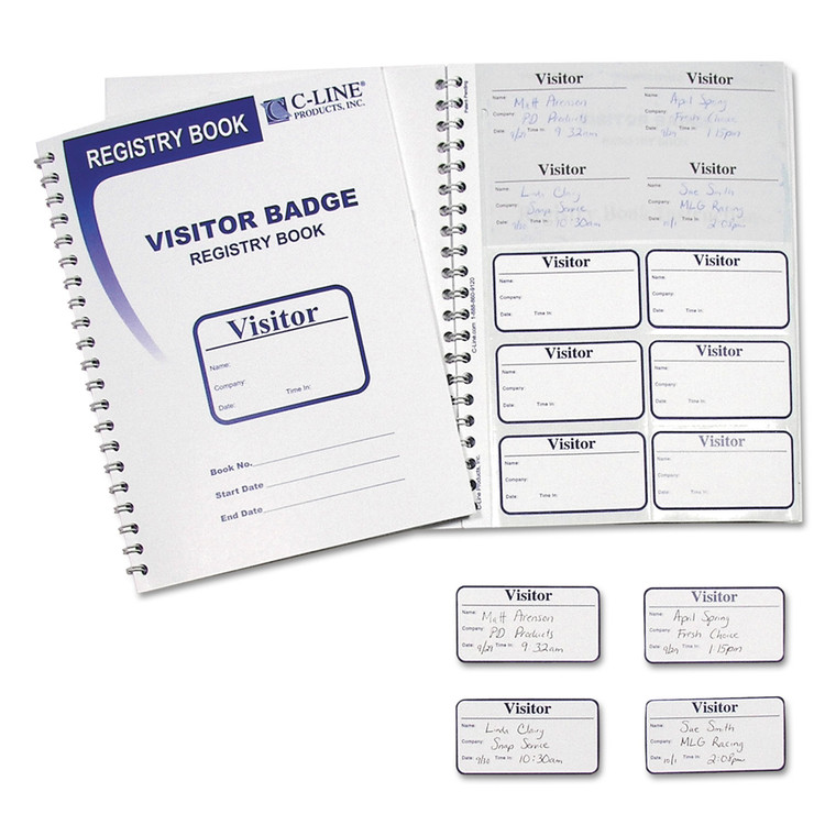 Visitor Badges With Registry Log, 3 5/8 X 1 7/8, White, 150 Badges/box - CLI97030