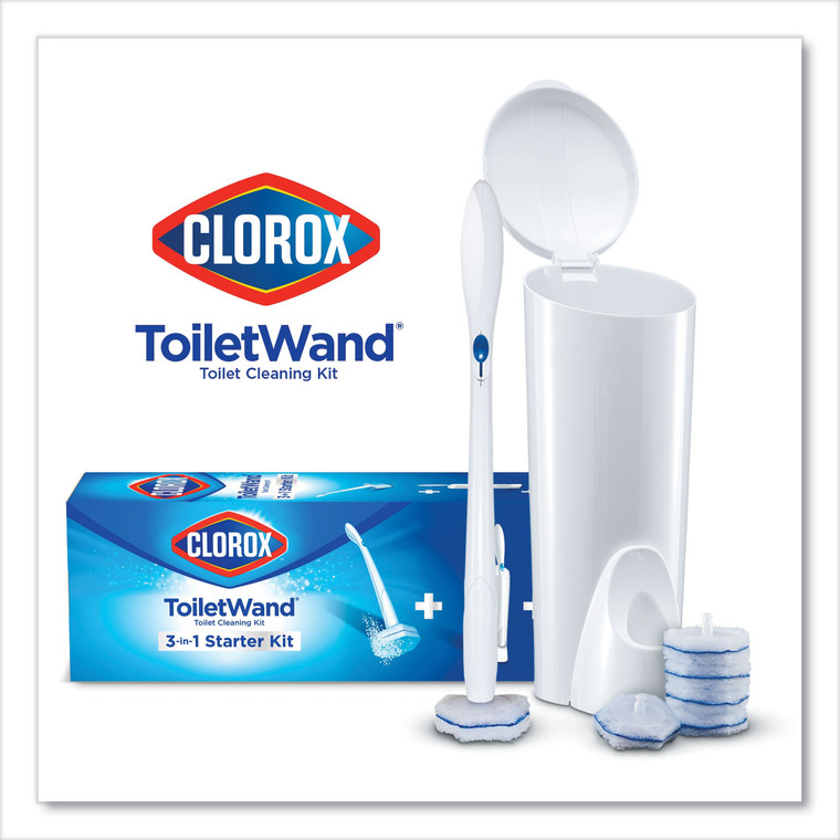 Toiletwand Disposable Toilet Cleaning System: Handle, Caddy And Refills, White - CLO03191