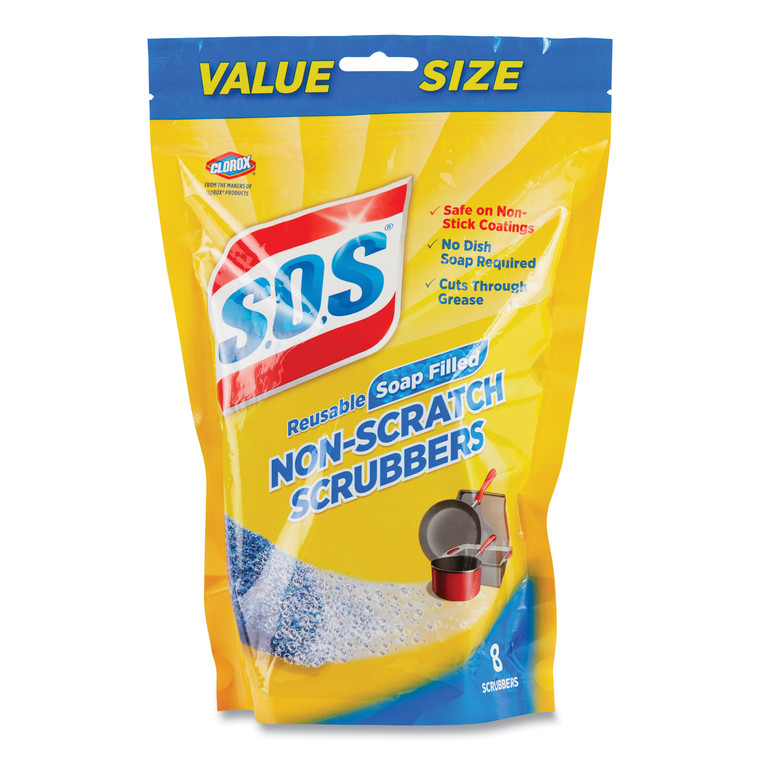 Non-Scratch Soap Scrubbers, Blue, 8/pack, 6 Packs/carton - CLO10005