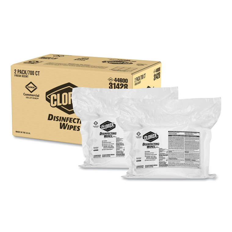 Disinfecting Wipes, Fresh Scent, 7 X 8, 700/bag Refill, 2/carton - CLO31428