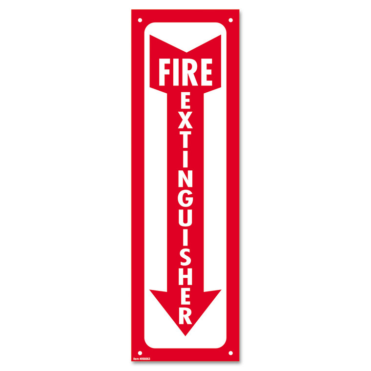 Glow-In-The-Dark Safety Sign, Fire Extinguisher, 4 X 13, Red - COS098063