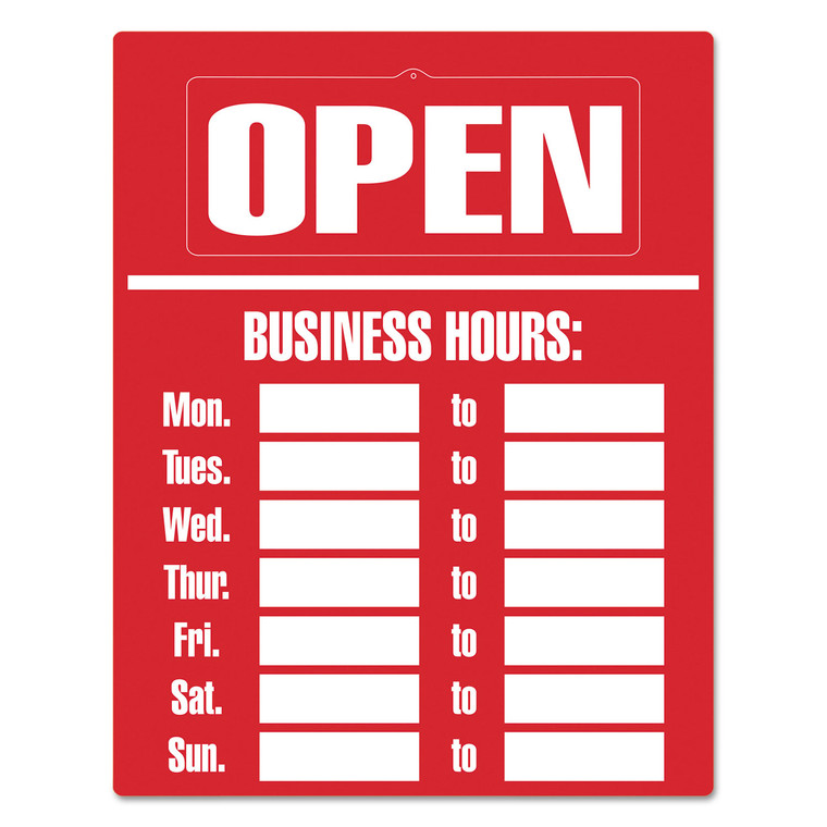 Business Hours Sign Kit, 15 X 19, Red - COS098072
