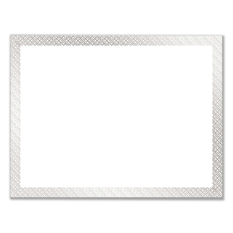Foil Border Certificates, 8.5 X 11, White/silver With Braided Silver Border,15/pack - COS963027