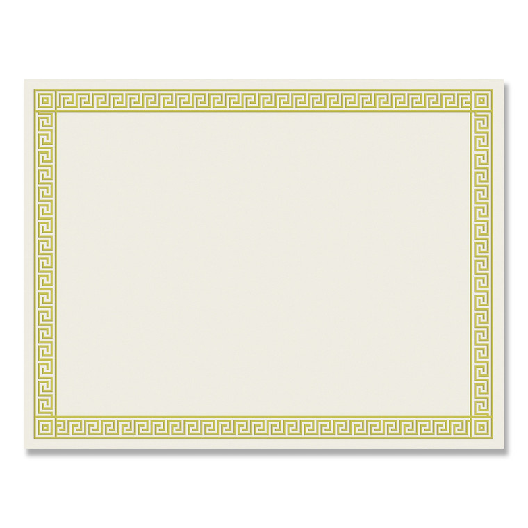 Foil Border Certificates, 8.5 X 11, Ivory/gold With Channel Gold Border, 12/pack - COS963070