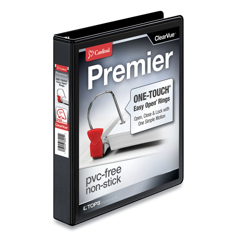 Premier Easy Open Clearvue Locking Slant-D Ring Binder, 3 Rings, 1" Capacity, 11 X 8.5, Black - CRD10301