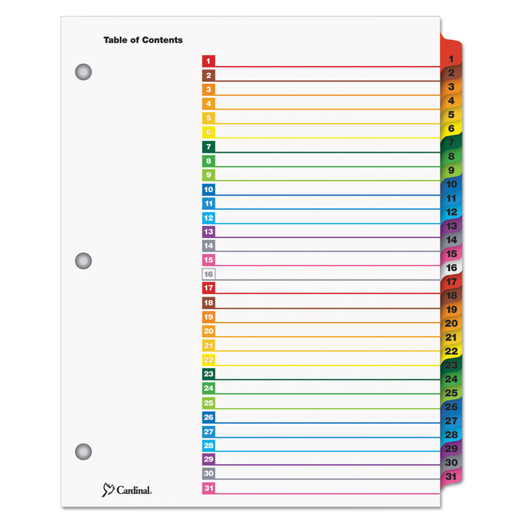 Onestep Printable Table Of Contents And Dividers, 31-Tab, 1 To 31, 11 X 8.5, White, 1 Set - CRD60118
