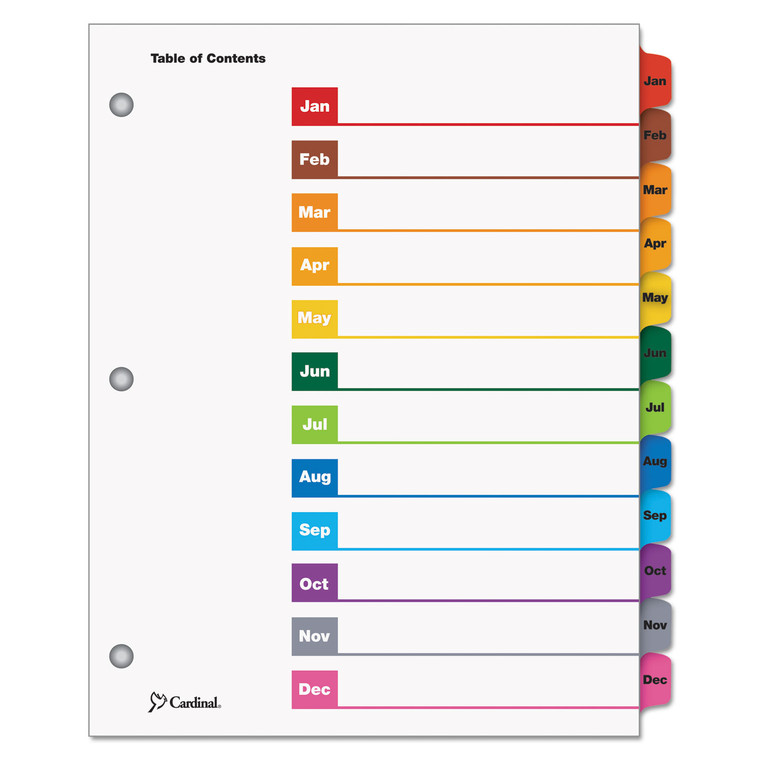 Onestep Printable Table Of Contents And Dividers, 12-Tab, Jan. To Dec., 11 X 8.5, White, 1 Set - CRD60318