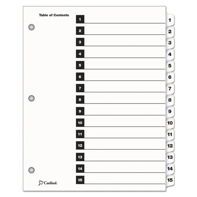 Onestep Printable Table Of Contents And Dividers, 15-Tab, 1 To 15, 11 X 8.5, White, 1 Set - CRD61513
