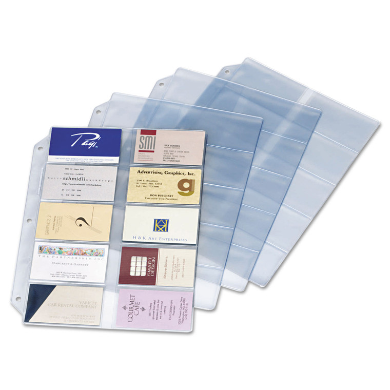 Business Card Refill Pages, For 2 X 3.5 Cards, Clear, 20 Cards/sheet, 10 Sheets/pack - CRD7856000