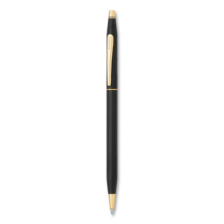 Classic Century Twist-Action Ballpoint Pen, Retractable, Medium 1 Mm, Black Ink, Black/gold Barrel - CRO2502