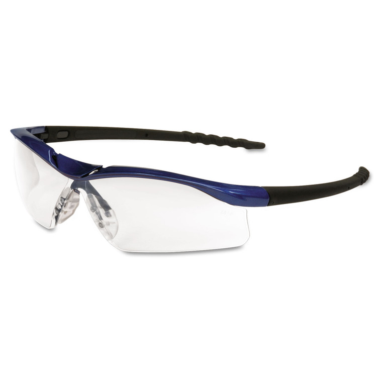 Dallas Wraparound Safety Glasses, Metallic Blue Frame, Clear Antifog Lens - CRWDL310AF