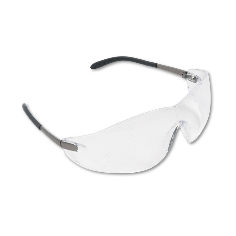 Blackjack Wraparound Safety Glasses, Chrome Plastic Frame, Clear Lens, 12/box - CRWS2110BX