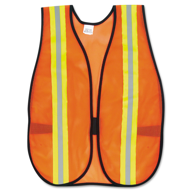 Orange Safety Vest, 2 In. Reflective Strips, Polyester, Side Straps, One Size - CRWV201R