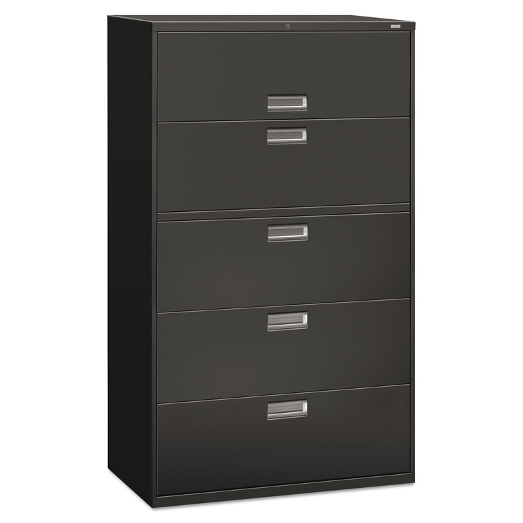 Brigade 600 Series Lateral File, 4 Legal/letter-Size File Drawers, 1 Roll-Out File Shelf, Charcoal, 42" X 19.25" X 67" - CS1HON695LS