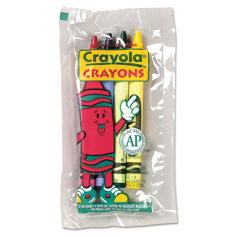 Classic Color Cello Pack Party Favor Crayons, 4 Colors/pack, 360 Packs/carton - CYO520083