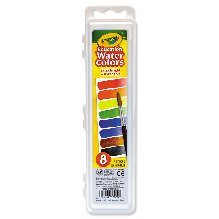 Watercolors, 8 Assorted Colors, Palette Tray - CYO530080