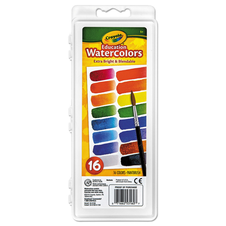 Watercolors, 16 Assorted Colors, Palette Tray - CYO530160