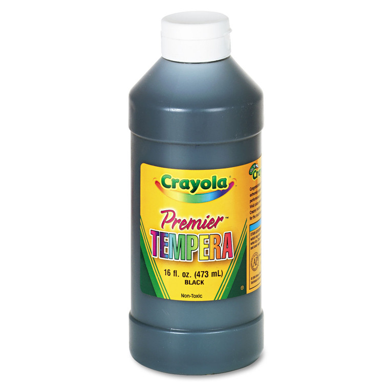 Premier Tempera Paint, Black, 16 Oz Bottle - CYO541216051