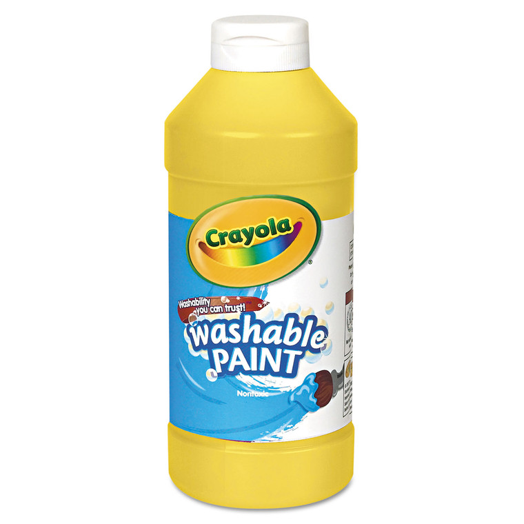 Washable Paint, Yellow, 16 Oz Bottle - CYO542016034