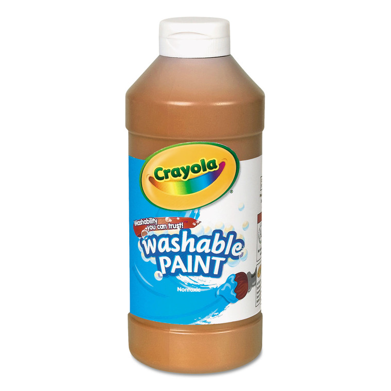 Washable Paint, Orange, 16 Oz Bottle - CYO542016036