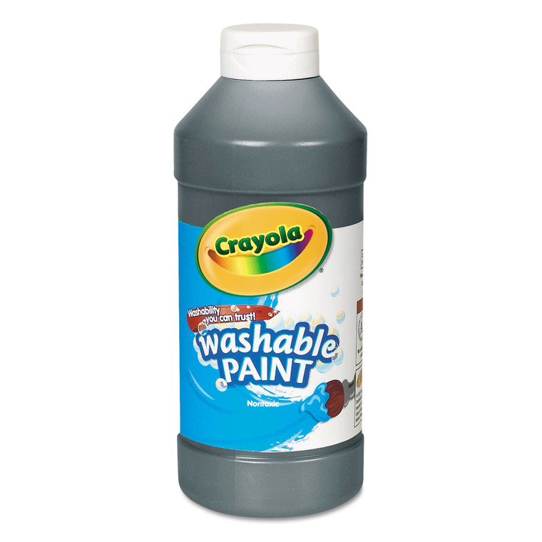 Washable Paint, Black, 16 Oz Bottle - CYO542016051