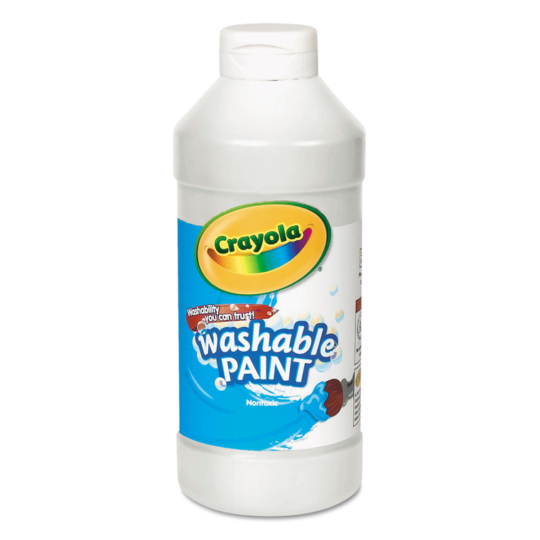 Washable Paint, White, 16 Oz Bottle - CYO542016053