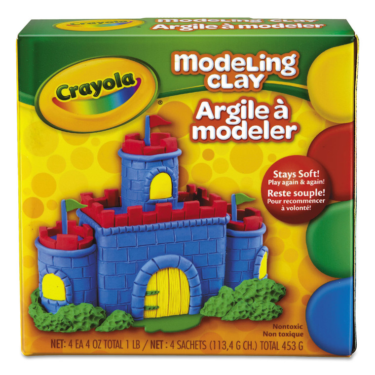 Modeling Clay Assortment, 4 Oz Packs, 4 Packs, Blue/green/red/yellow, 1 Lb - CYO570300