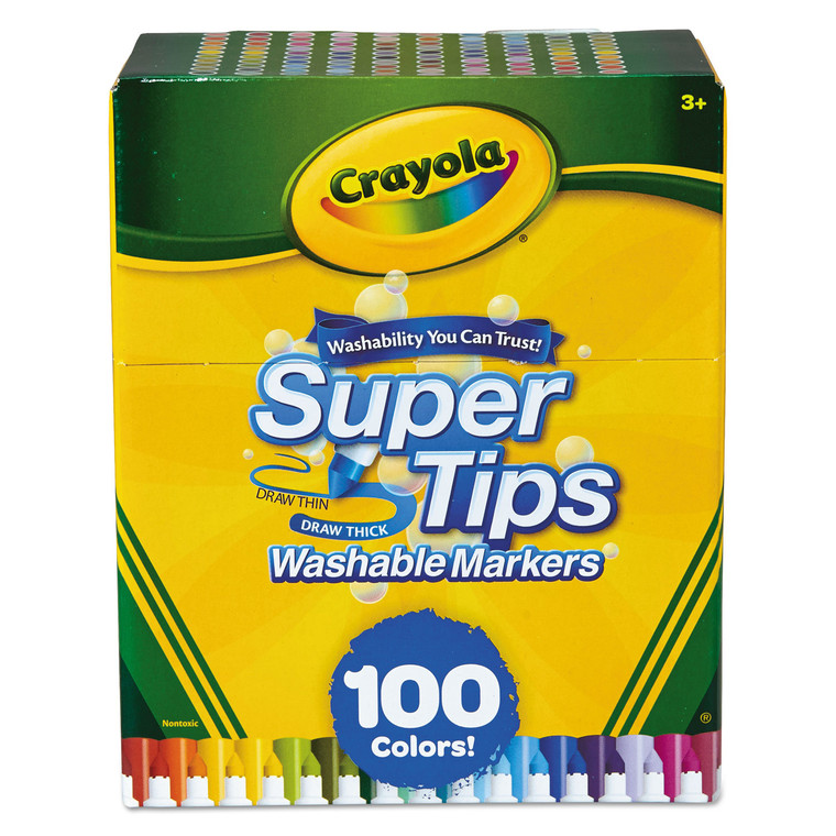 Super Tips Washable Markers, Fine/broad Bullet Tips, Assorted Colors, 100/set - CYO585100