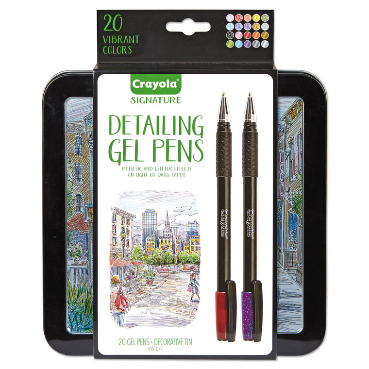 Detailing Gel Pen, Stick, Medium 1 Mm, Assorted Ink Colors, Black Barrel, 20/pack - CYO586503