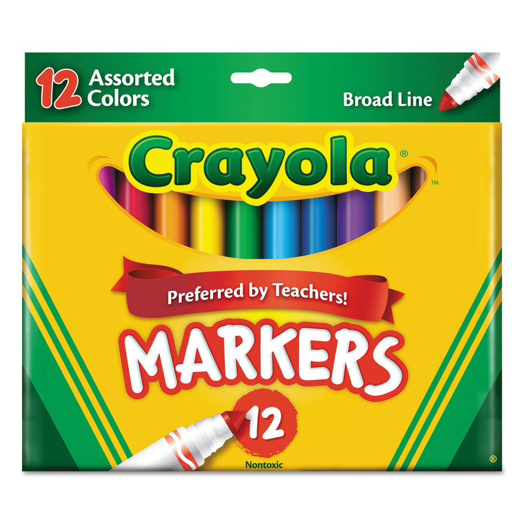 Non-Washable Marker, Broad Bullet Tip, Assorted Classic Colors, Dozen - CYO587712