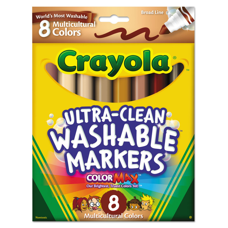Multicultural Colors Washable Marker, Broad Bullet Tip, Assorted Colors, 8/pack - CYO587801