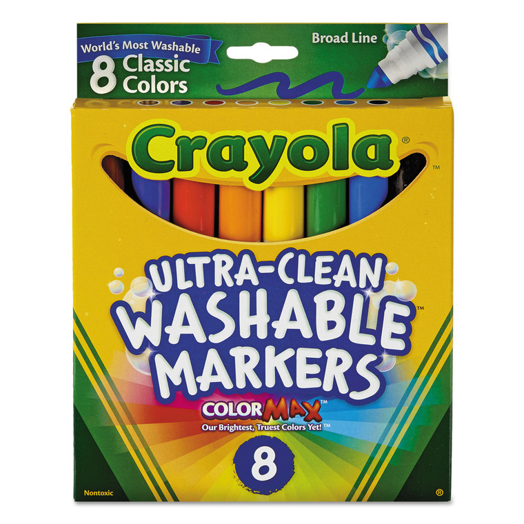Ultra-Clean Washable Markers, Broad Bullet Tip, Assorted Colors, 8/pack - CYO587808
