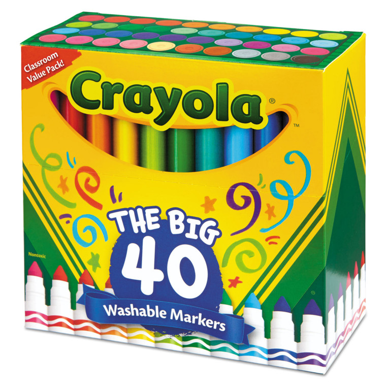 Ultra-Clean Washable Markers, Broad Bullet Tip, Assorted Colors, 40/set - CYO587858