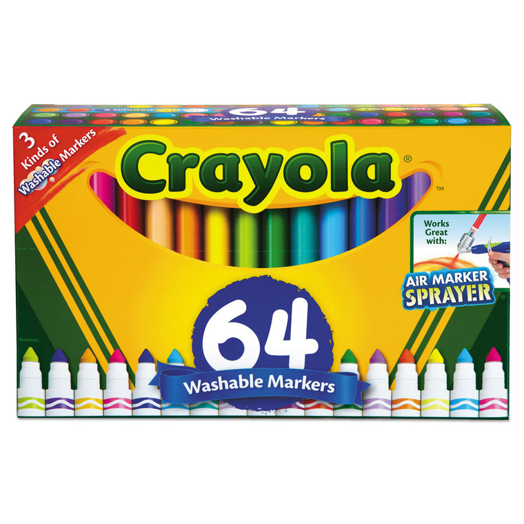 Broad Line Washable Markers, Broad Bullet Tip, Assorted Colors, 64/set - CYO588180