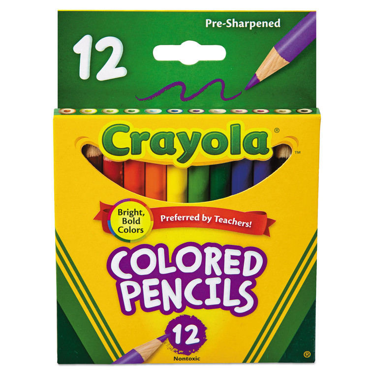 Short-Length Colored Pencil Set, 3.3 Mm, 2b (#1), Assorted Lead/barrel Colors, Dozen - CYO684112