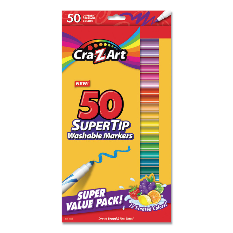 Washable Supertip Markers, Fine/broad Bullet Tips, Assorted Colors, 50/set - CZA01328WM14