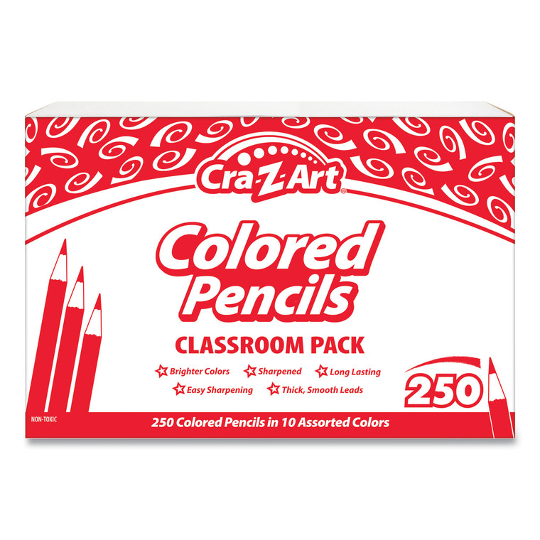 Colored Pencils, 10 Assorted Lead/barrel Colors, 250/set - CZA740011
