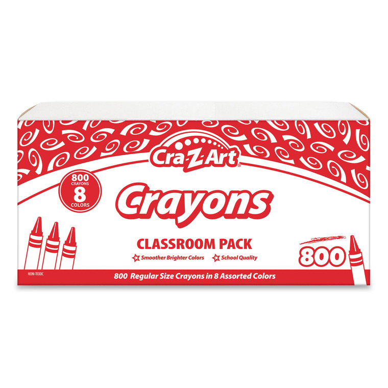 Crayons, 8 Assorted Colors, 800/pack - CZA740031