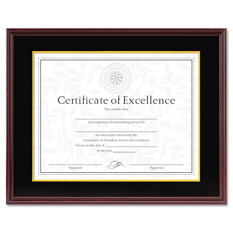 Hardwood Document/certificate Frame W/mat, 11 X 14, 8 1/2 X 11, Mahogany - DAX1511TM