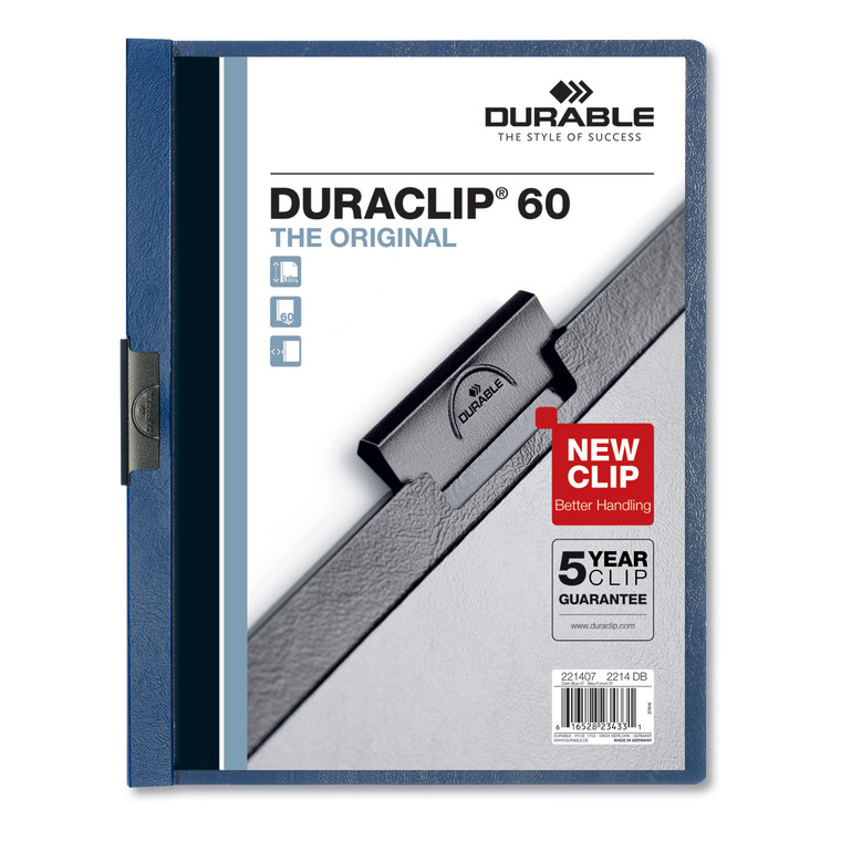 Duraclip Report Cover, Clip Fastener, 8.5 X 11, Clear/dark Blue, 25/box - DBL221407