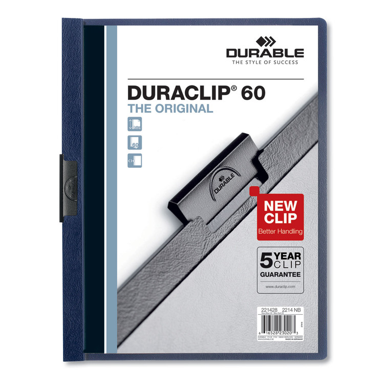 Duraclip Report Cover With Clip Fastener, 8.5 X 11, Clear/navy, 25/box - DBL221428