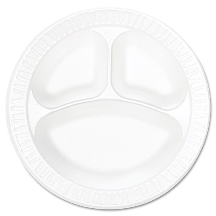 Concorde Foam Plate, 3-Compartment, 10.25" Dia, White, 125/pack, 4 Packs/carton - DCC10CPWCR