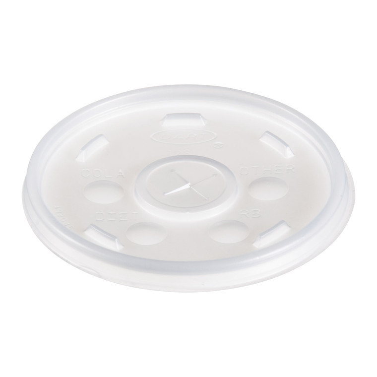 Plastic Lids For Foam Cups, Bowls And Containers, Flat With Straw Slot, Fits 6-14 Oz, Translucent, 1,000/carton - DCC12SL